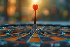 Bullseye Precision with Dart on Target - Perfect Aim Concept for Achievement and Goal Setting photo
