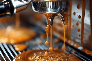 Coffee Machine Overflow with Rich Espresso for Artistic Beverage Design photo