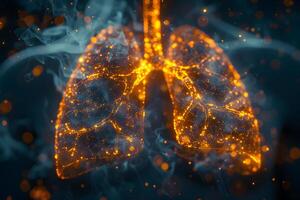 Digital Artwork of Luminous Lungs in a Smoky Environment - Conceptual Medical Illustration for Health Awareness photo