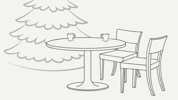 White empty table with blurred christmas tree and copy space vector