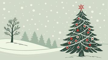 Background with christmas tree. snow. and bokeh. text space vector