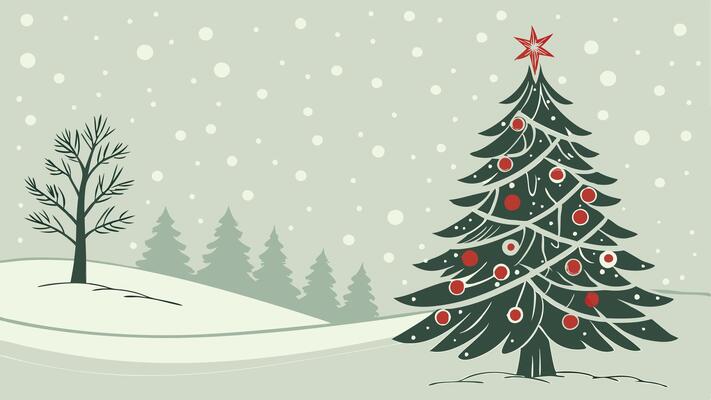 Background with christmas tree. snow. and bokeh. text space