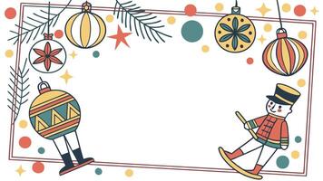 White horizontal blank frame with christmas toys background vector