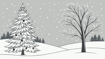 Winter christmas background with snow tree and lots of copy space vector