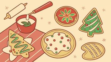 Background with christmas cookies created using tools vector