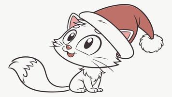 Cute Christmas Kitty in a Santa's Hat with Space for Copy vector