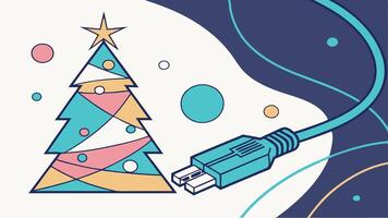 Creative New Year design template with fiber optic cable and an abstract Christmas tree. vector