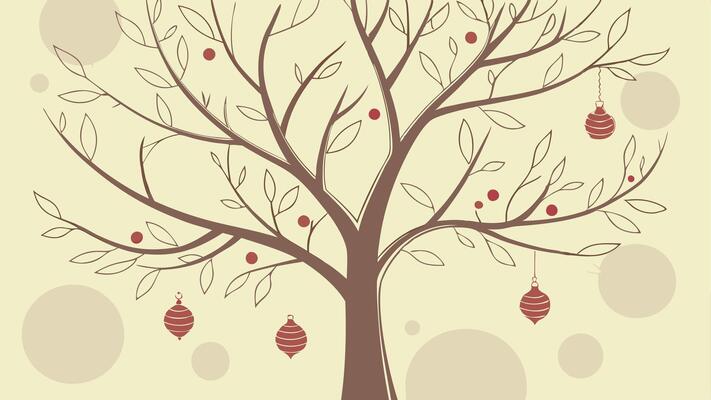 Light yellow tree winter celebration bokeh background christmas decoration holiday blur.