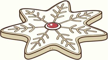 Snowflake christmas cookie with frosting isolated on transparent background. vector