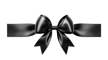 black ribbon with bow on transparent background png