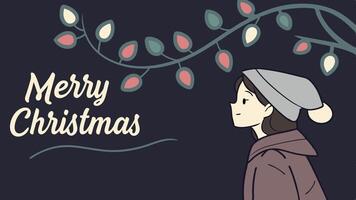 Christmas time. String of glowing christmas lights. Merry Christmas. Digital art image. vector