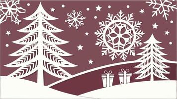 Festive Christmas concept with white paper cut elements background. vector