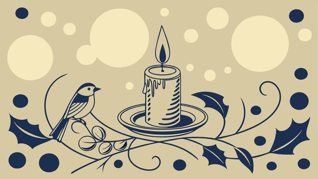 Festive golden compositionon with bokeh background with candle and textspace vector