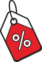 Creative Percentage Price Tag Icon in Fun Cartoon Style vector