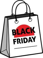 Cartoon-Style Black Friday Shopping Bag Icon vector