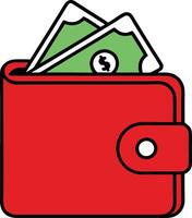 Playful Wallet with Cash in a Fun Cartoon Design vector