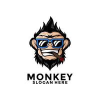 Monkey mascot logo . Geek monkey logo. Chimpanzee logo design, Monkey with Sunglasses and Cigarettes vector