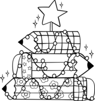 Groovy Christmas Pencil Tree outline coloring image png