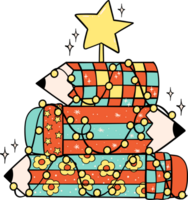 groovy Natal lápis árvore vermelho e verde png