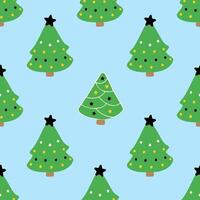 Christmas Trees Seamless Pattern on Blue Background vector