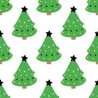 Christmas Tree with Elegant Star on White Background, Seamless Background vector