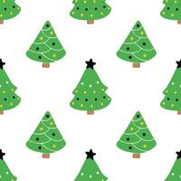Christmas Trees Seamless Pattern on White Background vector