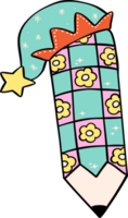 groovy Natal lápis floral com duende chapéu png