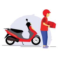 Delivery man giving the package to customer vector