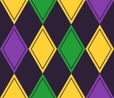 Geometric Mardi Gras pattern with Harlequin ornament. Diagonal rhombus grid. Flat simple style. Vintage style. vector