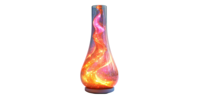 Elegant Glass Vase with Swirling Fire-Like Pattern Isolated on Transparent Background. png