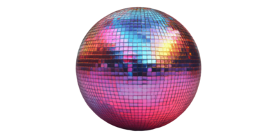 Colorful Disco Ball Reflecting Lights Isolated on Transparent Background. png
