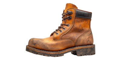 Brown Work Boot Isolated on Transparent Background. png