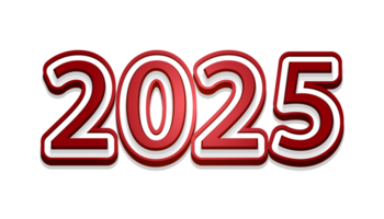 3D Pink 2025 Text with Shadow Effect on Transparent Background Modern New Year Design png