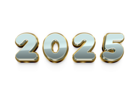 3D 2025 Text with Shadow Effect on transparent Background Modern New Year Design png