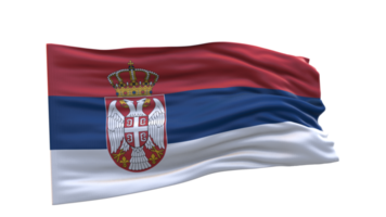 Serbia Flag 3d render waving fabric textured clipart transparent background image png