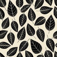 leaves pattern background with black and white lines. vector