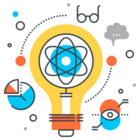 An image of a light bulb with an atom symbol png