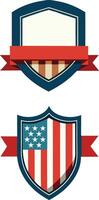 Sets of American flag label shield shape badge vector