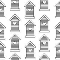Seamless outline pattern of different bird feeders vector