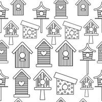 Seamless outline pattern bird feeders vector