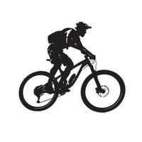 Silhouette of a Biker on a Mountain Path for Advertisements vector
