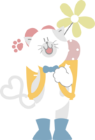 cute and lovely cat with basket of heart and flower, happy valentine's day, love concept png