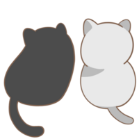 two black and white cats on a transparent background png