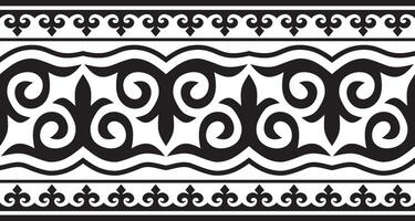 monochrome seamless Kazakh national ornament, yurt decoration. Endless black border, frame of the nomadic peoples of the Great Steppe. For sandblasting, laser and plotter cutting. vector