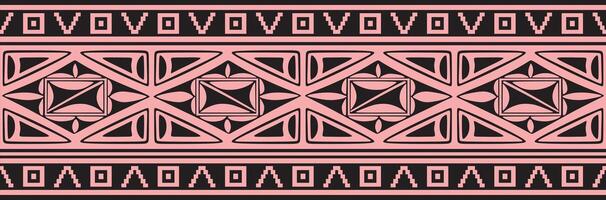 seamless pink and black border ornament. Native American tribes framework. vector