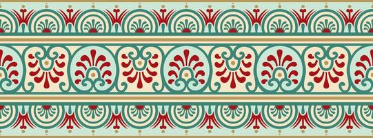 seamless color border, Pompeii frame. Endless Neopolitan ornament. Art of Ancient Rome. vector