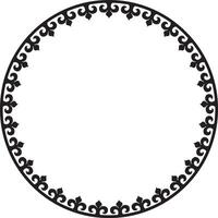 monochrome round patterned Kazakh national frame. Asian ornament in a circle. Border for sandblasting, laser and plotter cutting. Patterns of the nomadic peoples of the Great Stepp vector