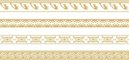 set of golden Native American national borders. frames in the style of the Aztecs, Mayans, Incas. vector