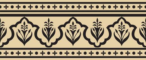 seamless national gold and black ornament of ancient Persia. Iranian ethnic endless border, frame vector