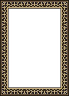 gold and black square classic byzantine ornament. Rectangle, border, Ancient Greece, Eastern Roman Empire frame. Decoration of the Russian Orthodox Church